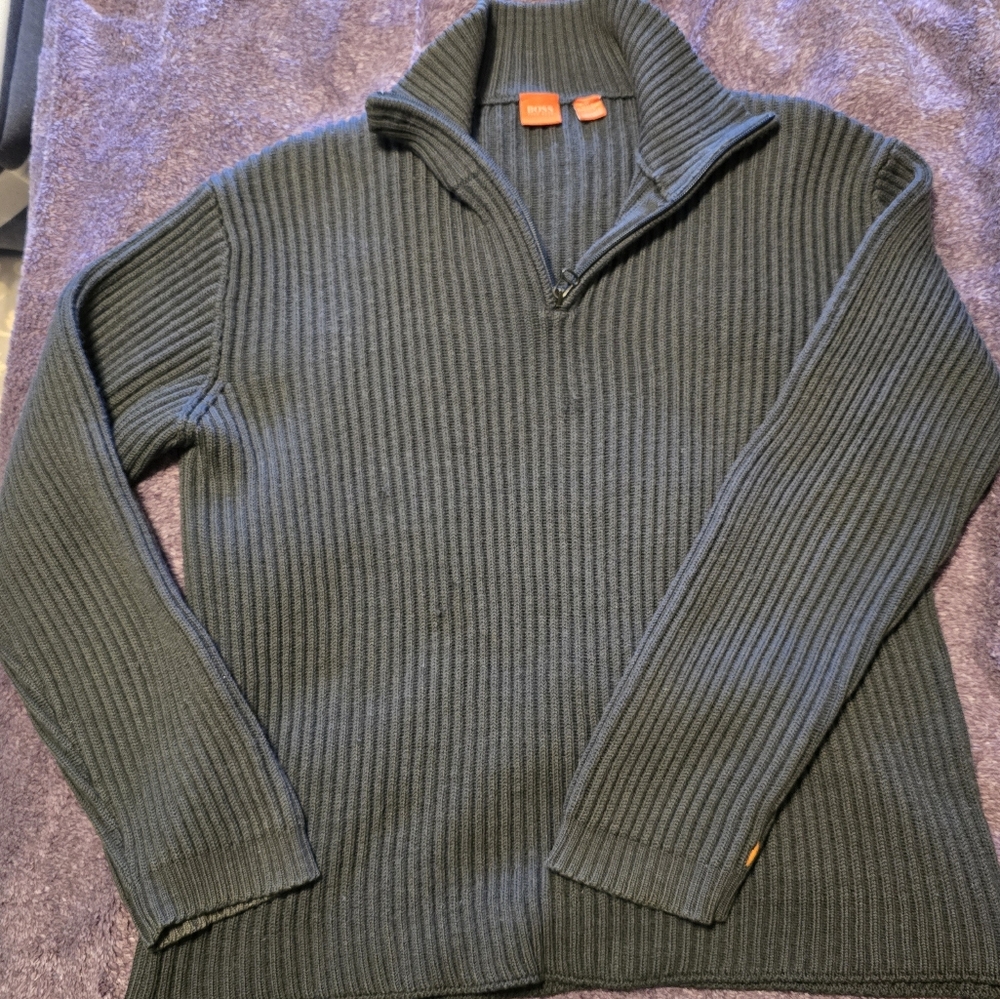 Men's Gray Ribbed Sweater
